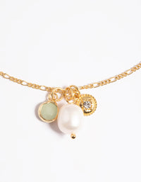 Gold Plated Coin & Freshwater Pearl Charm Necklace - link has visual effect only