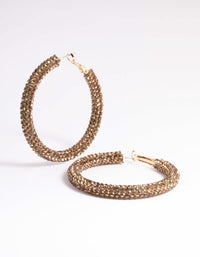 Gold Diamante 40mm Crystal Hoop Earrings - link has visual effect only