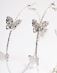 Rhodium 70cm Butterfly Hoop Earrings - link has visual effect only