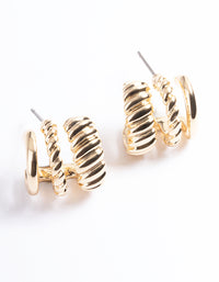 Rhodium Triple Twist Hoop Earrings - link has visual effect only