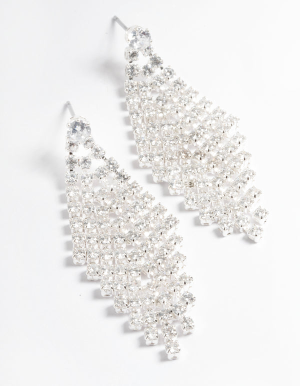 Cubic Zirconia Tier Diamante Drop Earrings