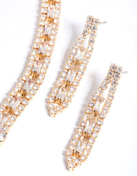 Gold Cubic Zirconia Statement Pendant Earring & Necklace - link has visual effect only