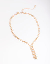 Gold Cubic Zirconia Fringe Y Necklace - link has visual effect only