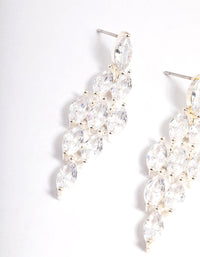 Silver Diamond Simulant Oval Waterfall Drop Earrings - link has visual effect only