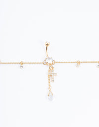 Gold Plated Surgical Steel Cross Belly Chain - link has visual effect only