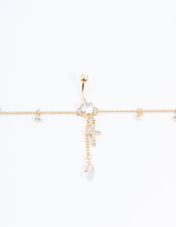 Gold Plated Surgical Steel Cross Belly Chain