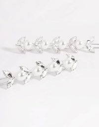 Silver Diamante & Pearl Row Clip Pack - link has visual effect only