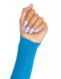 Blue Checkerboard Press On Nails - link has visual effect only