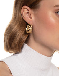 Worn Gold Open Molten Hoop Earrings - link has visual effect only