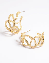 Worn Gold Open Molten Hoop Earrings - link has visual effect only