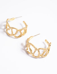 Worn Gold Open Molten Hoop Earrings - link has visual effect only