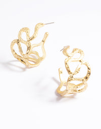 Worn Gold Open Molten Hoop Earrings - link has visual effect only