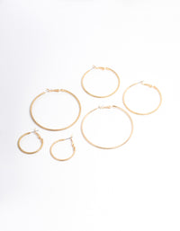 Worn Gold Mix Size Hoop Earrings Pack - link has visual effect only