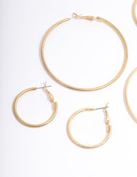 Worn Gold Mix Size Hoop Earrings Pack - link has visual effect only