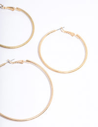 Worn Gold Mix Size Hoop Earrings Pack - link has visual effect only