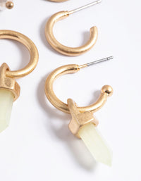 Worn Gold Shard & Pearl Pack Hoop Earrings - link has visual effect only