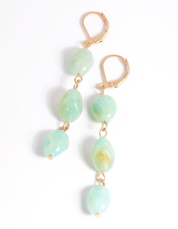 Worn Gold Stone Drop Earrings