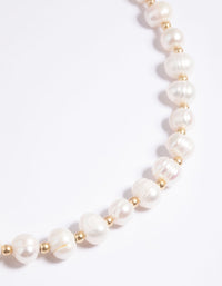 Worn Gold Freshwater Pearl & Bead Necklace - link has visual effect only