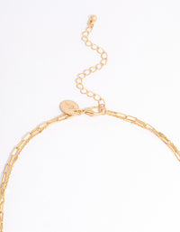 Worn Gold Dainty Charm 2 Layer Necklace - link has visual effect only