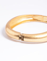 Worn Gold Rounded Hinge Cuff Bangle - link has visual effect only