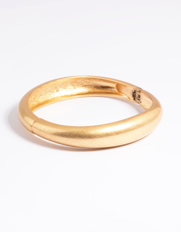 Worn Gold Rounded Hinge Cuff Bangle