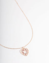 Rose Gold Multi Diamante Heart Necklace - link has visual effect only