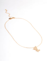 Gold Asymmetrical Diamante Butterfly Necklace - link has visual effect only