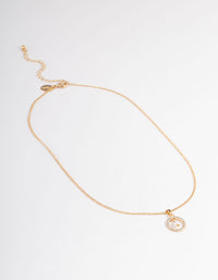 Gold Stone Set Circle with Pearl Necklace - link has visual effect only