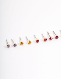 Gold Multi Diamante Mini Earrings 8-Pack - link has visual effect only