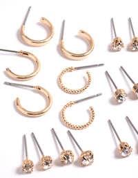 Gold Diamante Stud & Hoop Earrings - link has visual effect only