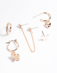 Rose Gold Butterfly & Heart Stack Earrings - link has visual effect only