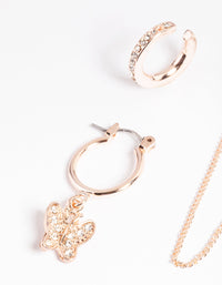 Rose Gold Butterfly & Heart Stack Earrings - link has visual effect only