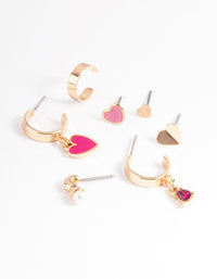 Gold Enamel Heart Stack Earrings - link has visual effect only