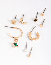 Gold Dainty Celestial Stack Earrings - link has visual effect only