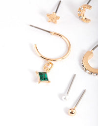 Gold Dainty Celestial Stack Earrings - link has visual effect only