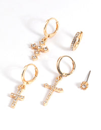 Gold Multi Cross Stack Earrings - link has visual effect only