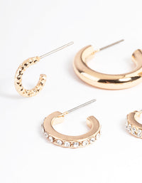 Gold Glitter & Diamante Hoop Stack Earrings - link has visual effect only