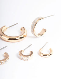 Gold Glitter & Diamante Hoop Stack Earrings - link has visual effect only