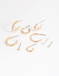 Gold Classic Celestial Hoop Stack Earrings - link has visual effect only