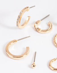 Gold Classic Celestial Hoop Stack Earrings - link has visual effect only