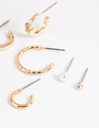 Gold Classic Celestial Hoop Stack Earrings - link has visual effect only