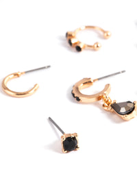 Gold Dainty Pear Stone Stack Earrings - link has visual effect only