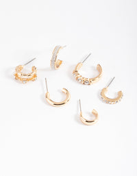 Gold Statement Glitter & Diamante Stack Earrings - link has visual effect only