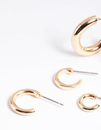 Gold Classic Hoop Stack Earrings - link has visual effect only