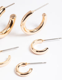 Gold Classic Hoop Stack Earrings - link has visual effect only