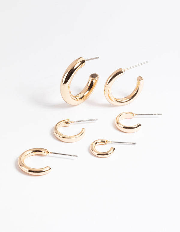 Gold Classic Hoop Stack Earrings