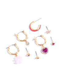 Gold Teddy & Heart Stack Earrings - link has visual effect only