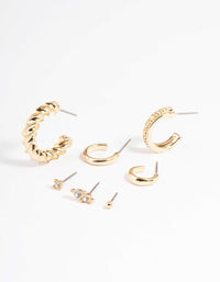 Gold Diamante Statement Twist Stack Earrings - link has visual effect only