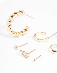 Gold Diamante Statement Twist Stack Earrings - link has visual effect only