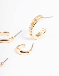 Gold Diamante Statement Twist Stack Earrings - link has visual effect only